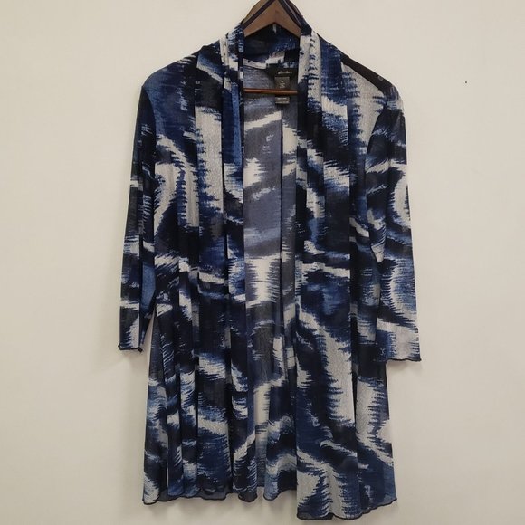 Ali Miles Navy and White Abstract Cardigan - Picture 1 of 9